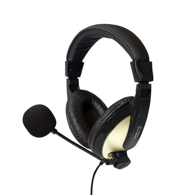 LogiLink Stereo Headset mit hohem Tragekomfort schwarz/gold /1er Blister)