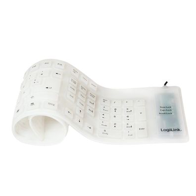 LogiLink Tastatur Flexibel Wasserfest USB + PS/2 weiß (1er Faltschachtel)