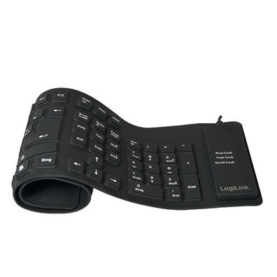 LogiLink Tastatur Flexibel Wasserfest USB + PS/2 schwarz (1er Faltschachtel)