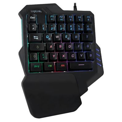 LogiLink Beleuchtete Einhand Gaming Tastatur schwarz (1er Faltschachtel)