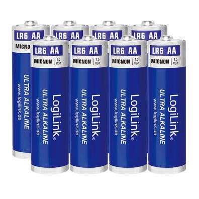 LogiLink Ultra Power Batterie Alkaline Mignon AA LR6 1.5V (8er Blister)