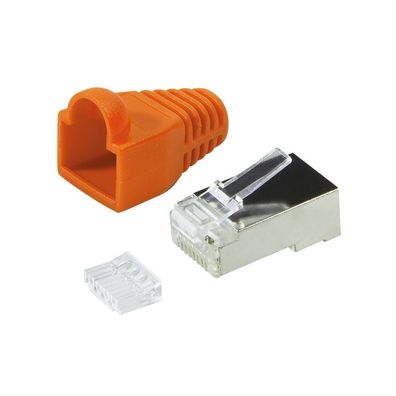 LogiLink RJ45 Modularstecker CAT 6 geschirmt orange (100 Stück)