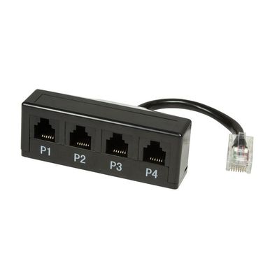 LogiLink Passiver Splitter für Telefone RJ45 auf 4 x RJ11 schwarz (1er Softpack)