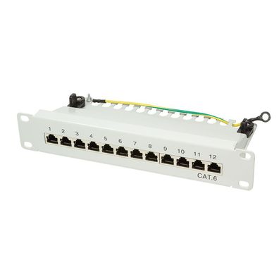 LogiLink 10" Patchpanel CAT 6 12 Ports geschirmt grau (1er Faltschachtel)