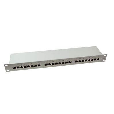 LogiLink CAT 6 Patchpanel 24 Ports geschirmt 19 " Einbau hellgrau (1er Faltschachtel)