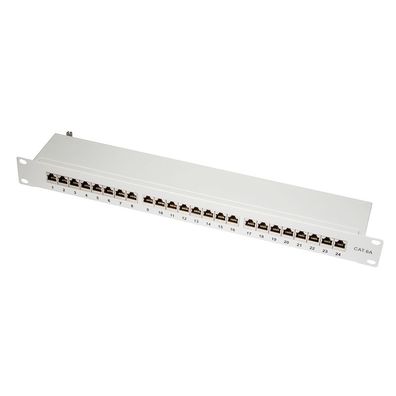 LogiLink 19" Patchpanel Einbau CAT 6A STP 24 Ports grau (1er Faltschachtel)