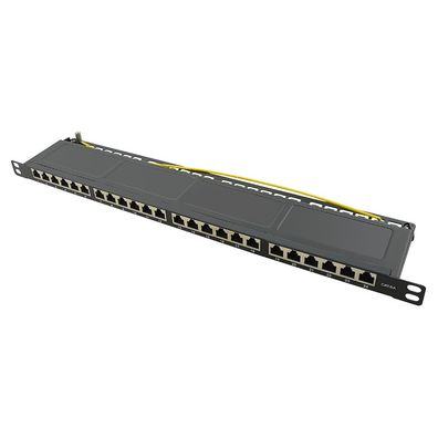 LogiLink 19" Patchpanel Einbau CAT 6A STP 24 Ports 0,5 HE schwarz (1er Faltschachtel)