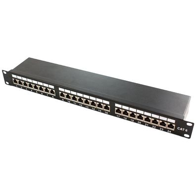 LogiLink 19" Patchpanel Einbau CAT 6A STP 24 Ports schwarz (1er Faltschachtel)