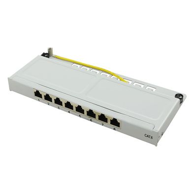 LogiLink Mini Patchpanel CAT 6 8 Ports halbe Bauhöhe lichtgrau (1er Faltschachtel)