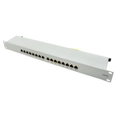 LogiLink 19" Patchpanel Einbau CAT 6A STP 16 Ports grau (1er Faltschachtel)