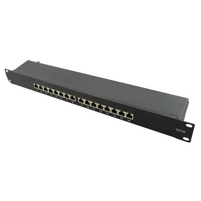 LogiLink 19" Patchpanel Einbau CAT 6A STP 16 Ports schwarz (1er Faltschachtel)