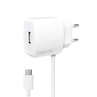 LogiLink USB Steckdosenadapter mit Micro USB Kabel 1 x USB Port 10 w(1er Blister)