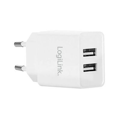 LogiLink USB Steckdosenadapter 2 x USB Port 10,5 W weiß