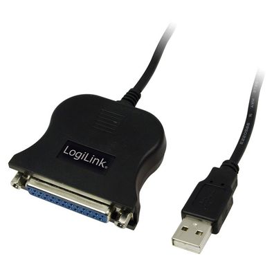 LogiLink USB Kabel USB A/M zu DB25/M bidirekt schwarz, 1,8 m