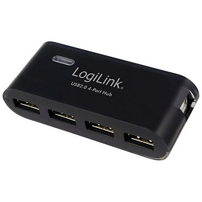 LogiLink USB 2.0 Hub 4 Port mit Netzteil schwarz (1er Blister)