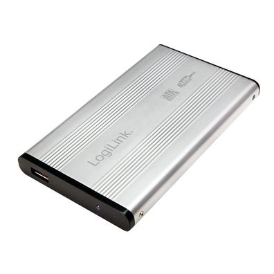 LogiLink Festplattengehäuse 2,5" SATA USB 2.0 Aluminium silber (1er Faltschachtel)