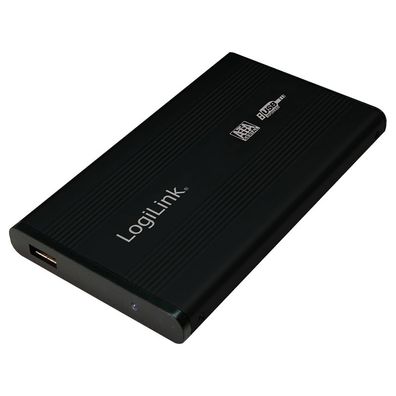 LogiLink Festplattengehäuse 2,5" SATA USB 2.0 Aluminium schwarz (1er Faltschachtel)