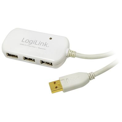 LogiLink USB 2.0 Kabel mit 4 Port Hub 12 m