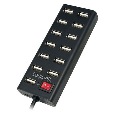 LogiLink USB 2.0 Hub 13 Port mit EIN/AUS Schalter schwarz (1er Faltschachtel)