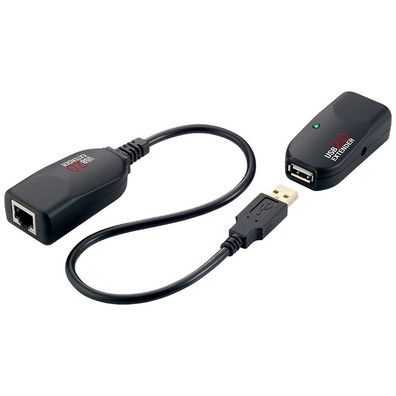 LogiLink USB 2.0 CAT 5 Extender Pigtail Verlängerung schwarz bis zu 50 m (Bulk)