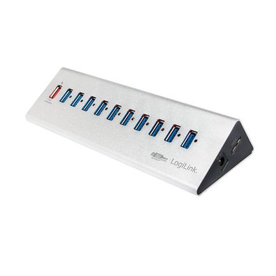 LogiLink USB 3.0 Super Speed Hub 10 Port + 1 x Schnell Ladeport (1er Faltschachtel)