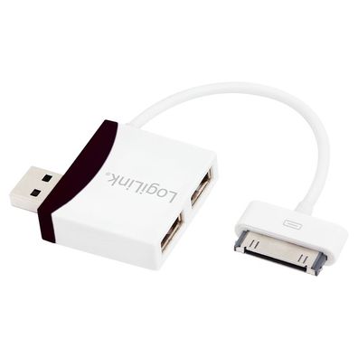 LogiLink USB 2.0 Hub 2 Port mit Dock Connector Kabel 10 cm