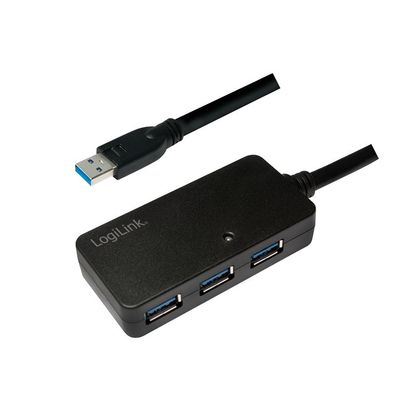 LogiLink USB 3.0 Kabel mit 4 Port Hub schwarz 10 m
