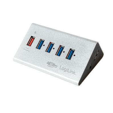 LogiLink USB 3.0 Super Speed Hub 4 Ports + 1 x Schnell Ladeport (1er Faltschachtel)