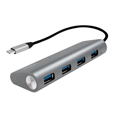 LogiLink USB C 3.2 Gen 1 x 1 USB C 4 Port Hub mit Aluminium grau (1er Faltschachtel)