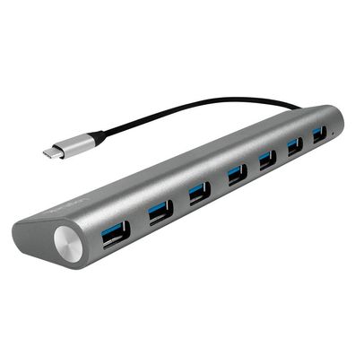 LogiLink USB C 3.2 Gen 1 x 1 USB C 7 Port Hub mit Aluminium grau (1er Faltschachtel)