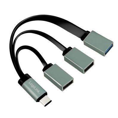 LogiLink USB C 3.1 Hub 2 x USB 2.0 + 1 x USB 3.0 grau (1er Faltschachtel)