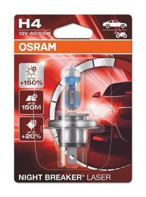 OSRAM NIGHT Breaker LASER H4 P43t 12 V/60-55 W (1er Blister)