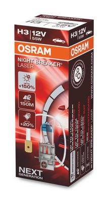 OSRAM NIGHT Breaker LASER H3 PK22s 12 V/55 W (1er Faltschachtel)