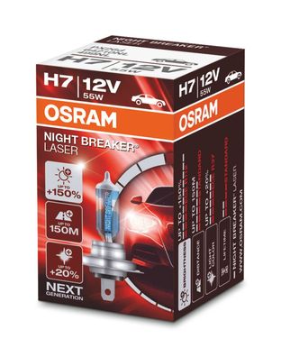 OSRAM NIGHT Breaker LASER H7 PX26d 12 V/55 W (1er Faltschachtel)