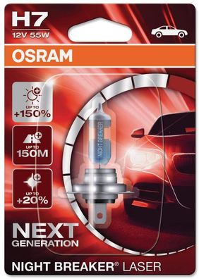OSRAM NIGHT Breaker LASER H7 PX26d 12 V/55 W (1er Blister)