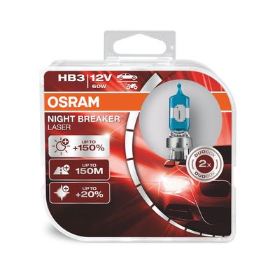 OSRAM NIGHT Breaker LASER HB3 P20d 12 V/60 W (2er Box)