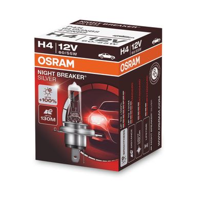 OSRAM NIGHT Breaker SILVER H4 P43t 12 V/60-55 W (1er Faltschachtel)