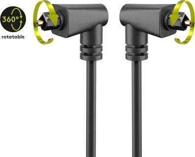 goobay Toslink Kabel 90° auf Toslink Stecker 90° schwarz 1 m