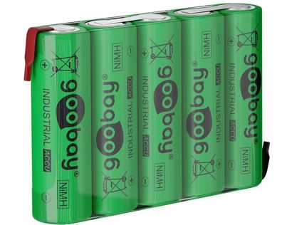 goobay Nickel Metallhydrid Akku 5 x AaMignon 2100 mAh Lötfahne 6 V (Bulk)