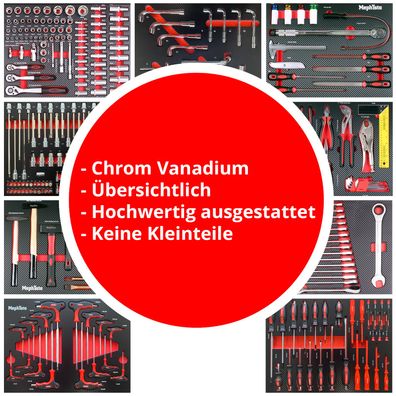 Mephisto Premium XXL Werkzeugwagen mit 9 Schubladen inkl. Pfeifenkopfschlüssel