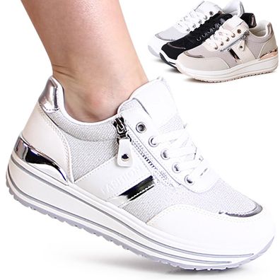 topschuhe24 2781 Damen Sneaker Plateau Turnschuhe