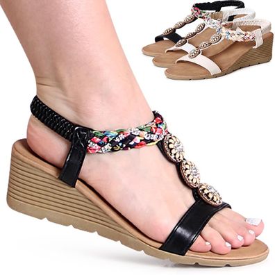 topschuhe24 2770 Damen Keil Sandalen Riemchen Sandaletten