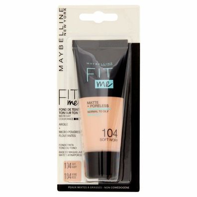 Maybelline New York Fit Me Matte + Poreless Liquide Foundation 104 Soft Ivory 30ml