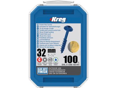 Kreg Pocket-Hole Schrauben 32 mm, Blue-Kote, Maxi-Loc, Grobgewinde