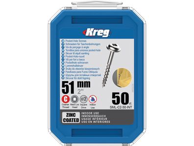 Kreg Pocket-Hole Schrauben 51 mm, Verzinkt, Maxi-Loc, Grobgewinde