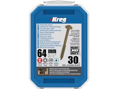 Kreg HD Pocket-Hole Schrauben 64 mm, Protec-Kote, Maxi-Loc, Grobgewinde