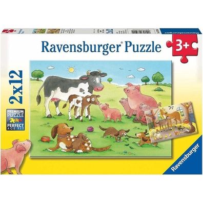 Glückliche Tierfamilien - Puzzle 2 x 12 Teile