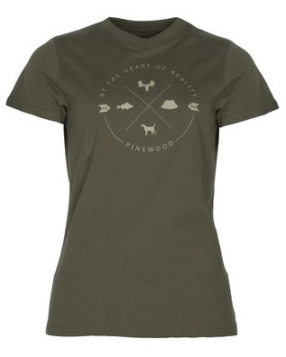 Pinewood 3321 Finnveden Trail Damen T-Shirt Olive (107) - Größe: XXL