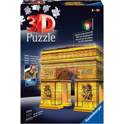 Ravensburger Beleuchtetes 3D Puzzle Night Edition Arc de Triomphe 216 Teile