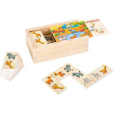 Small Foot Domino Safari aus Holz Legespiel mit bunten Tiermotiven